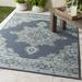 Ferron 2'5" x 11'10" Traditional Taupe/White/Teal/Navy/Pale Blue Outdoor Runner - Hauteloom