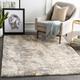 Alabaster 4'3" x 5'7" Modern White/Dark Brown/Aqua/Bright Yellow/Ivory/Metallic Gold/Yellow Area Rug - Hauteloom