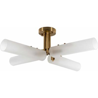Lynncamp 32"L x 32"W x 10"H Cottage White/Antique Brass/Translucent/Metallic - Brass/White/Translucent Chandelier - Boutique Rugs