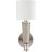 Upperville 8"L x 6"W x 16"H Traditional White/Nickel/Clear/Metallic - Nickel Wall Sconce - Hauteloom
