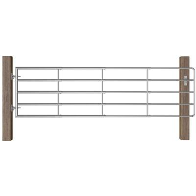 5-Rohre-Weidetor Stahl (115-300)×90 cm Silbern - Vidaxl Image