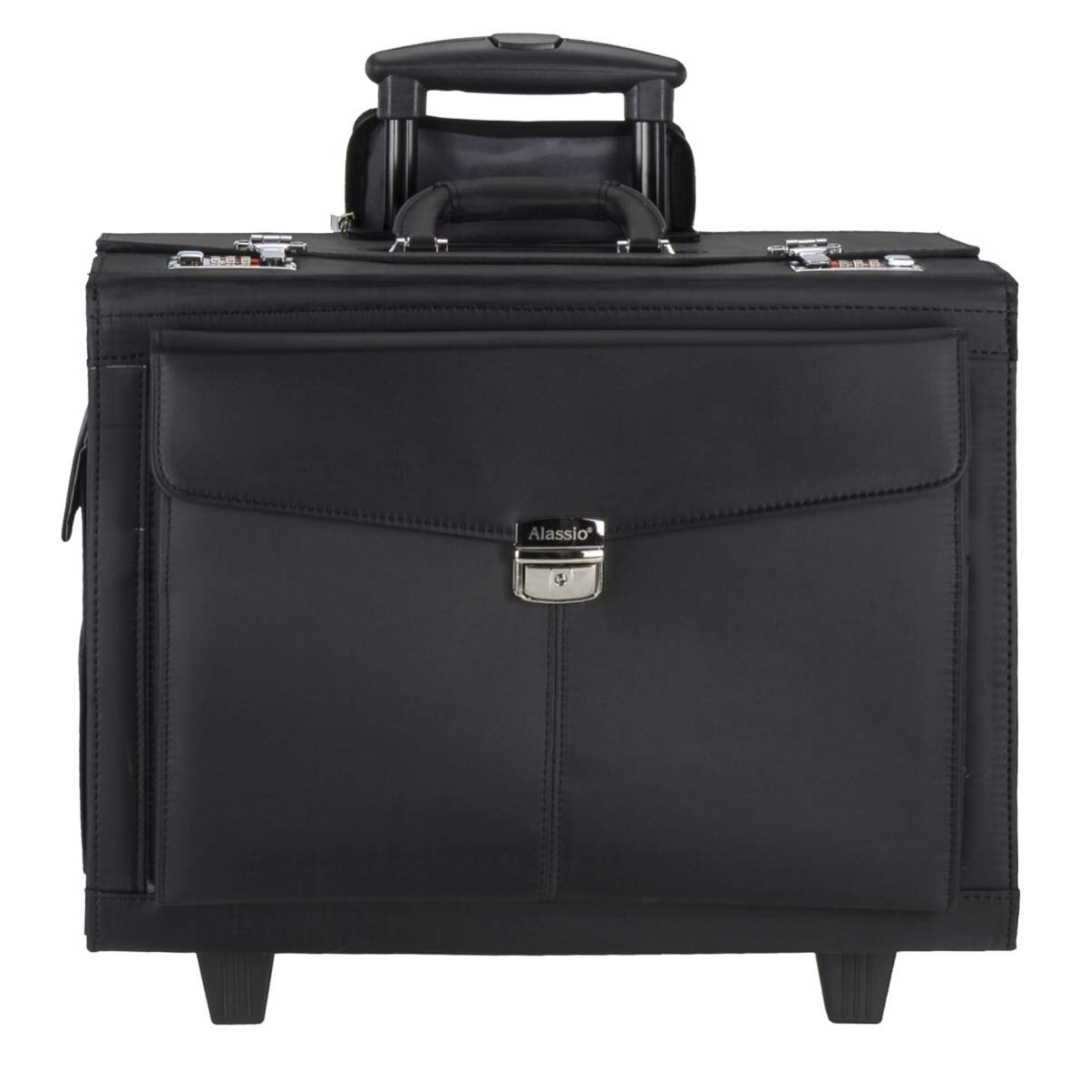 Alassio Trolley Aktenkoffer Pilotenkoffer Businesskoffer schwarz mit Fächertasche ROCCA II 45034 Image