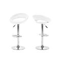 Homestreet Actona Plump Barstool, cushioned seat with faux leather cover, Chrome base with trumpet and foot gas lift function (White)