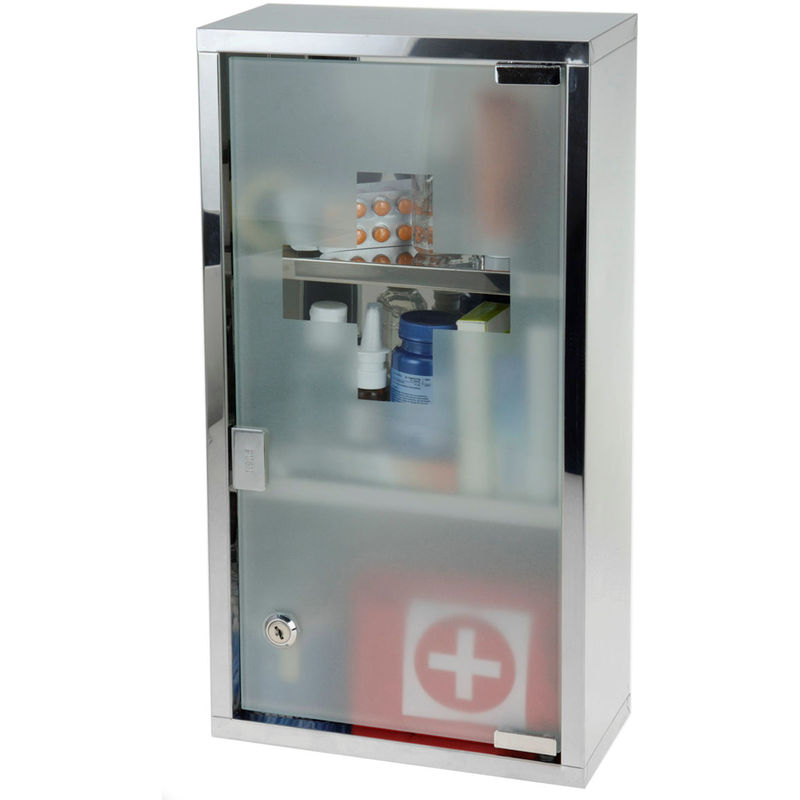 Edelstahl Medizinschrank 48 cm – Medikamenten Schrank Arzneischrank Hausapotheke