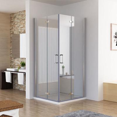 80 x 80 x 195 cm Duschkabine Eckeinstieg Dusche Falttür 180º Duschwand Duschabtrennung NANO Glas Image