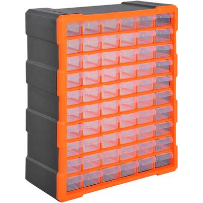 Sortierkasten Kleinteilemagazin Teile Box Aufbewahrungsbox 60 Fächer Orange L38 x B16 x H47,5 cm