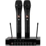 Pyle Pro PDWM2120 UHF Wireless System with 2 Handheld Microphones & Receiver with Bl PDWM2125