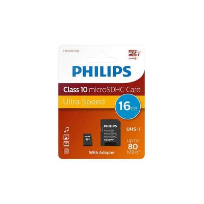 Philips - FM16MP45B/00 - 16 Go - MicroSDHC - Classe 10 - uhs-i - 80 Mo/s - Class 1 (U1)