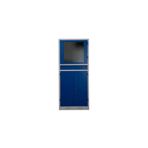 Computerschrank | HxBxT 170 x 68 x 60 cm | Grau-Blau Computerschrank EDV-Schrank - grau, blau
