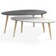 Lot de 2 tables basses gigognes gigi laquées pm blanc gm gris scandinave - Gris