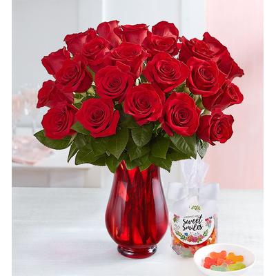 1-800-Flowers Flower Delivery Two Dozen Red Roses W/ Red Vase | Fast 4-Hour Shipping Available | Happiness Delivered To Their Door