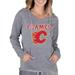 Women's Concepts Sport Gray Calgary Flames Mainstream Terry Tri-Blend Long Sleeve Hooded Top