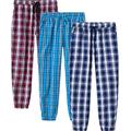 JINSHI Mens Check Lounge Pants Pyjama Bottoms Cotton Lightweight Pyjama Trousers Sleepwear Button Fly (Red/Blue/Purple) Size M