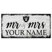 Las Vegas Raiders 6" x 12" Personalized Mr. & Mrs. Script Sign