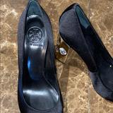 Tory Burch Shoes | Black Tory Burch Heels With Gold Heel | Color: Black | Size: 9