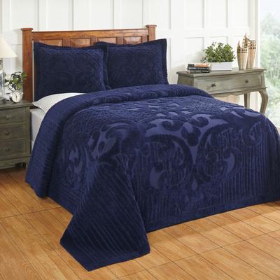 Ashton Collection Tufted Chenille Bedspread by Better Trends in Navy (Size TWIN)