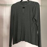 American Eagle Outfitters Tops | American Eagle Women’s Striped Long Sleeve Top | Color: Black/White | Size: L