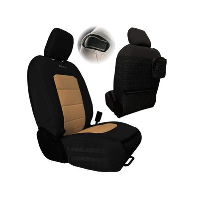 Bartact Jeep Seat Covers Front 2018 Wrangler JL 2 Door Only Tactical Series SRS Air Bag And Non Compliant Black/Khaki JLTC2018F2BK