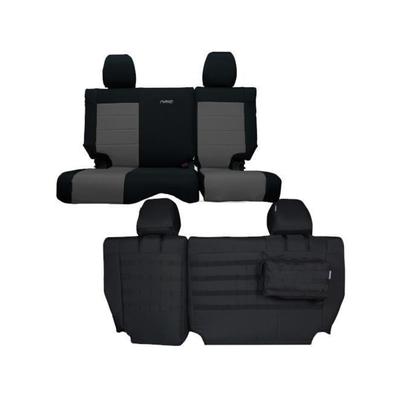 Bartact Jeep Seat Covers Rear Split Bench 2008-2010 Wrangler JKU 4 Door Tactical Series Black/Graphite JKSC0810R4BG