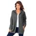 Plus Size Women's Classic-Length Thermal Hoodie by Roaman's in Medium Heather Grey (Size L) Zip Up Sweater