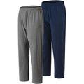 MoFiz Men's Lounge Pants Trousers Pyjamas Bottoms Pure Cotton Nightwear Plain PJ Loungewear (Navy, Dark Grey) Size M