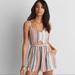 American Eagle Outfitters Dresses | Aeo Striped Cutout Romper | Color: Tan | Size: Xs