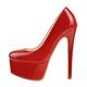 MissHeel Women's Closed Toe Slip-on High Heel Pumps Round Toe Stiletto High Heels Patent Leather Fancy Platform Sandals Crimson Size 11