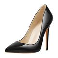Only maker Women's Pointed Toe Stiletto High Heel Sexy Pumps Wedding Prom Evening Dress Shoes Glazed Black Size 4