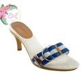 Nine West Shoes | Nine West Nwdougan Heeled Sandals Size 5.5 | Color: Blue/White | Size: 5.5