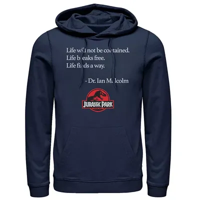 Men S Jurassic Park Life Finds A Way Quote Hoodie Size Xxl Blue Fandom Shop