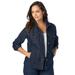 Plus Size Women's Classic Cotton Denim Jacket by Jessica London in Indigo (Size 20) 100% Cotton Jean Jacket