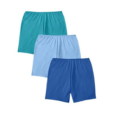 Plus Size Women's Stretch Cotton Boxer 3-Pack by Comfort Choice in Vibrant Blue Pack (Size 15) Underwear