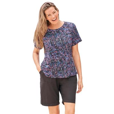 Plus Size Women's The Swim Tee by Swim 365 in Black Confetti (Size 18/20) Rash Guard