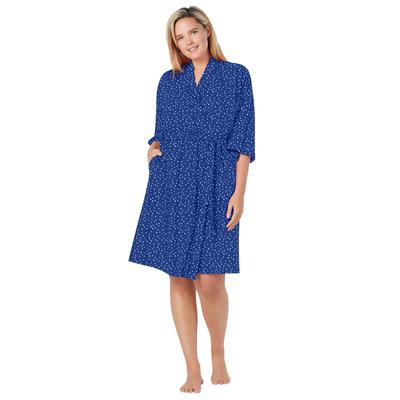 Plus Size Women's Cooling Robe by Dreams & Co. in Ultra Blue Dot (Size 14/16)