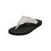 Wide Width Women's The Sylvia Soft Footbed Thong Slip On Sandal by Comfortview in Silver Metallic (Size 10 W)