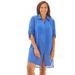 Plus Size Women's Button-Front Swim Cover Up by Swim 365 in Dream Blue (Size 26/28) Swimsuit Cover Up