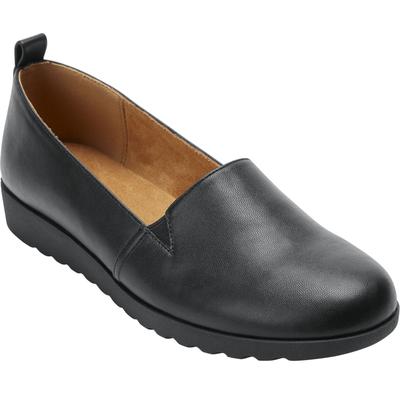 Extra Wide Width Women's The June Slip On Flat by Comfortview in Black (Size 8 WW)