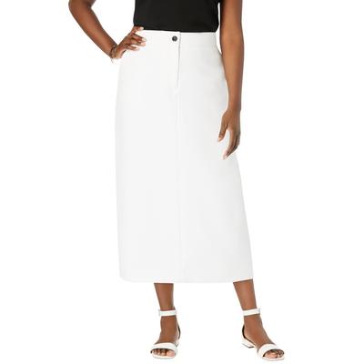 Plus Size Women's Tummy Control Bi-Stretch Midi Skirt by Jessica London in White (Size 30 W)