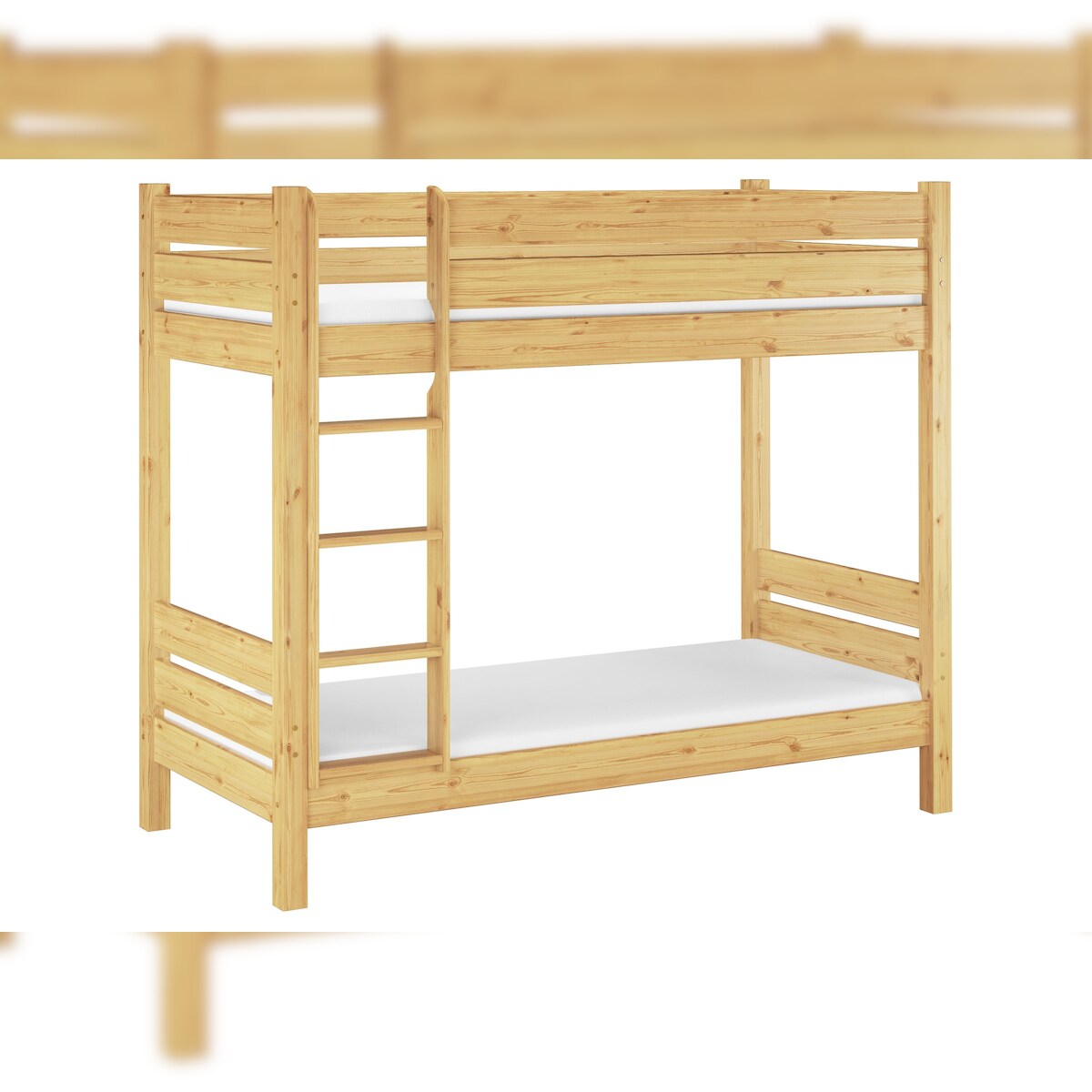 Erst-Holz Etagenbett 90x190 Massivholzbett Rollrost Matratzen teilbar Kiefer natur 60.16-09-190 T80 M Image