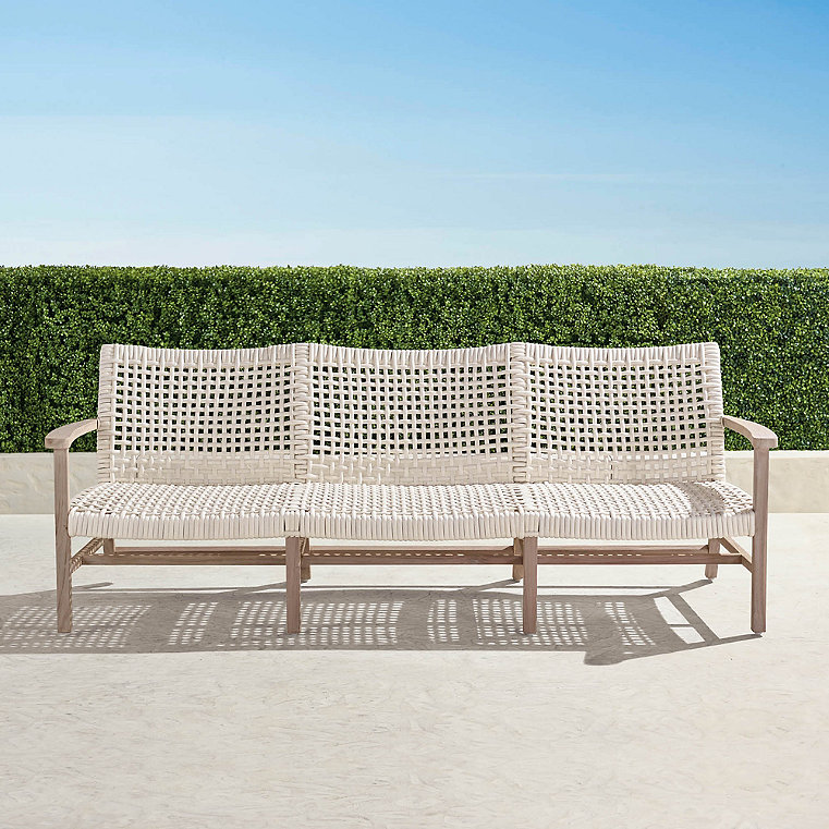 Sofa, Isola - Weathered Teak & Washed White Wicker - Outdoor Furniture - Frontgate