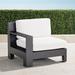 St. Kitts Left-arm Facing Chair with Cushions in Matte Black Aluminum - Solid, Special Order, Dove - Frontgate