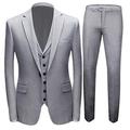 Men's Light Grey One Button Prom Suits 3 PC Wedding Suits Jacket Vest Pants Groom Tuxedos Dinner Suits Light Grey 52 Chest / 46 Waist