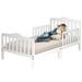 Costway Classic Design Kids Wood Toddler Bed Frame with Two Side Safety Guardrails-White