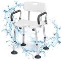 COSTWAY Shower Chair, Height Adjustable Tub Shower Seat with U-Shaped Seat and Shower Buckle, Non-Slip Bathroom Detachable Bathtub Stool Chairs for Elderly Disabled Handicap (White)