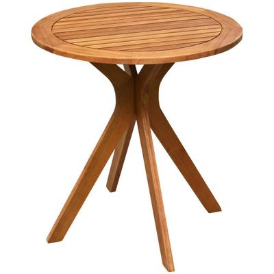 Costway 27 InchOutdoor Round Solid Wood Coffee Side Bistro Table