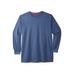 Men's Big & Tall Heavyweight Crewneck Long-Sleeve Pocket T-Shirt by Boulder Creek in Heather Blue (Size 7XL)