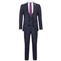 Mens Navy Blue Check 3 Piece Vintage Harringbone Wool 1920s Classic Blinders Suit 52/46W