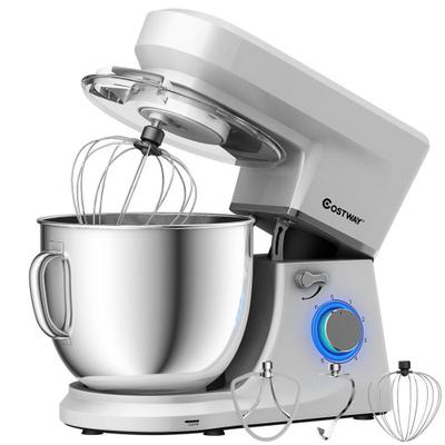 Costway 7.5 Qt Tilt-Head Stand Mixer with Dough Hook-Silver