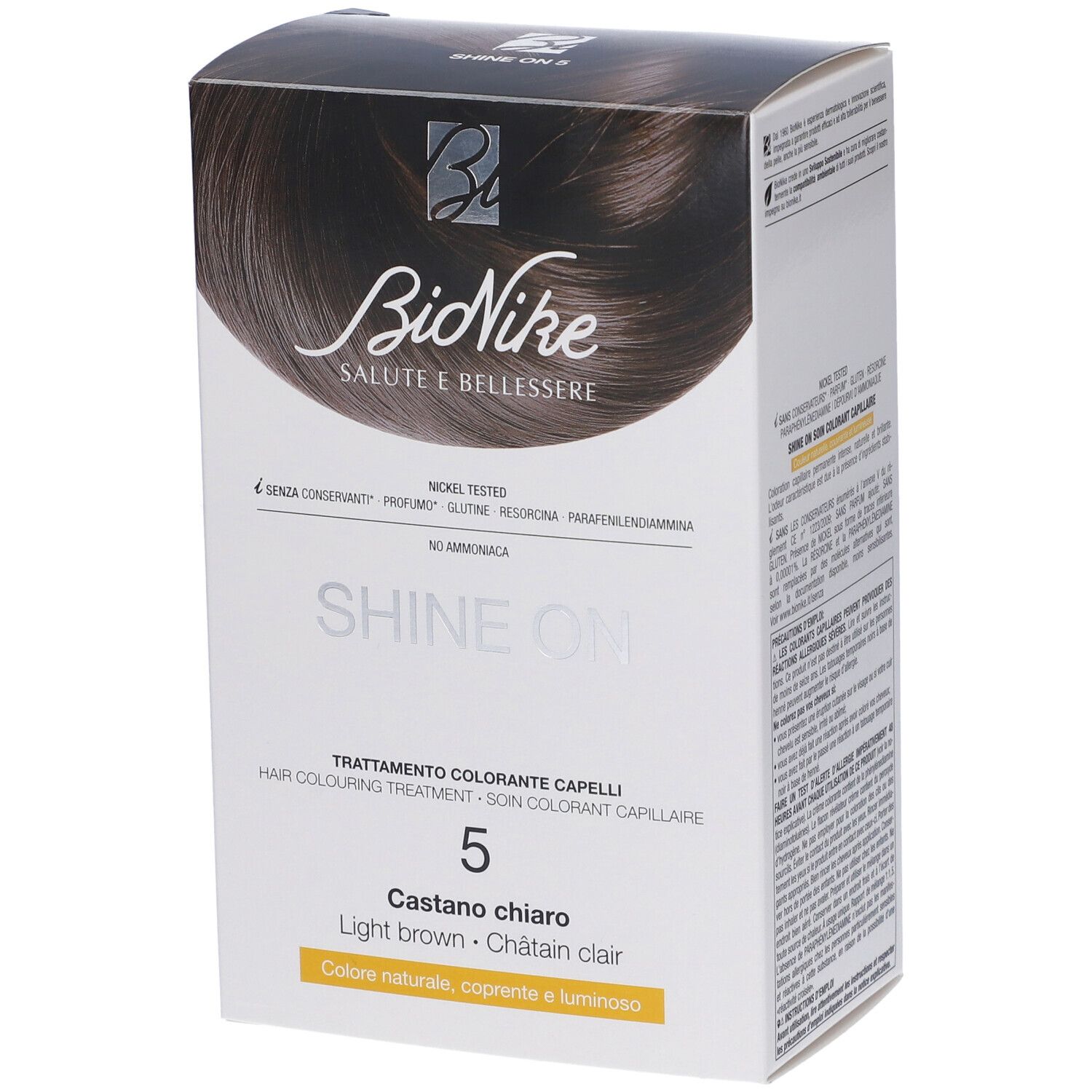 BioNike SHINE ON Tintura per Capelli Colore Castano Chiaro 5 1 pz Lozi