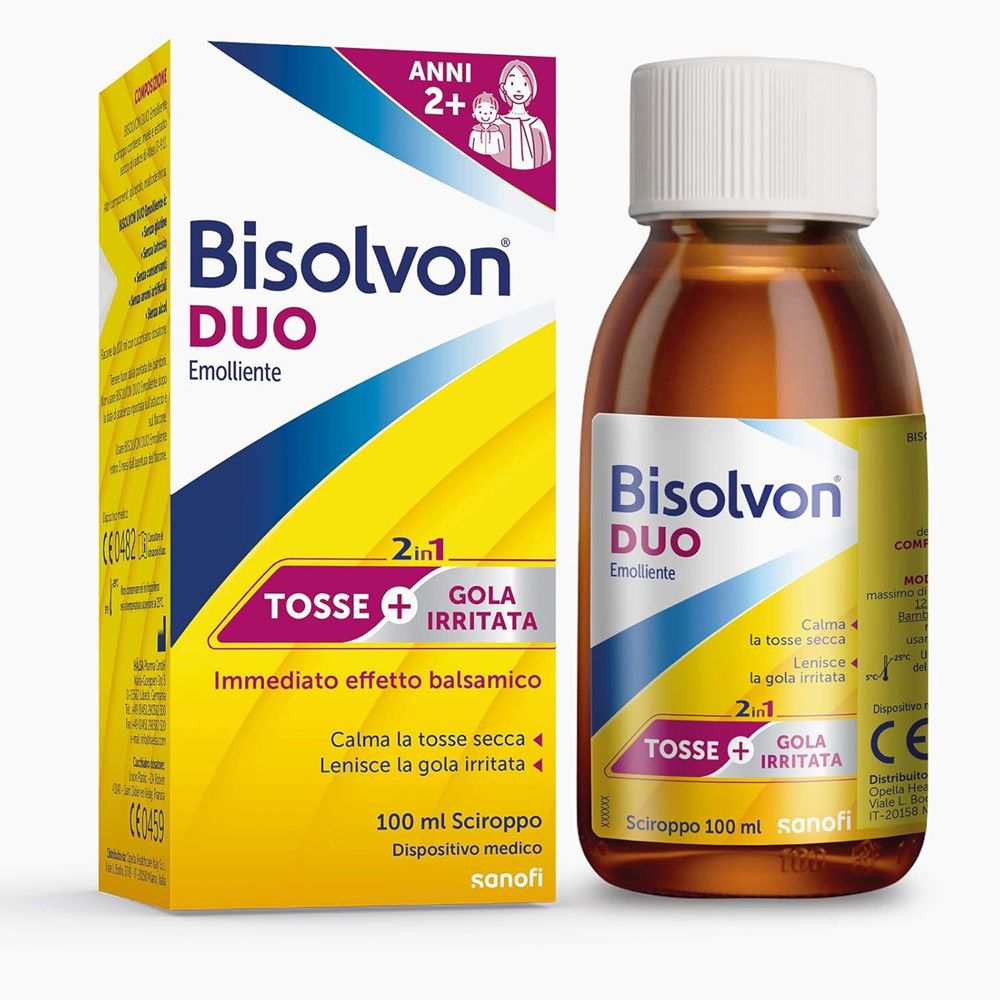 Bisolvon Duo Emolliente Sciroppo Contro Tosse e Gola Irritata, Adulti